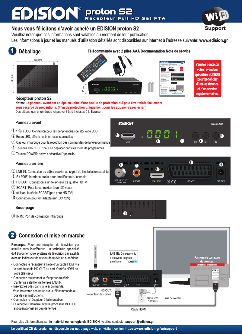 Page 1 de la notice Manuel utilisateur Edision Proton S2