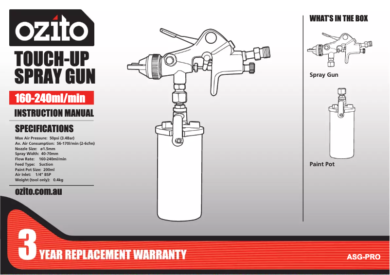 Image de la première page du manuel de l'appareil ASG-PRO