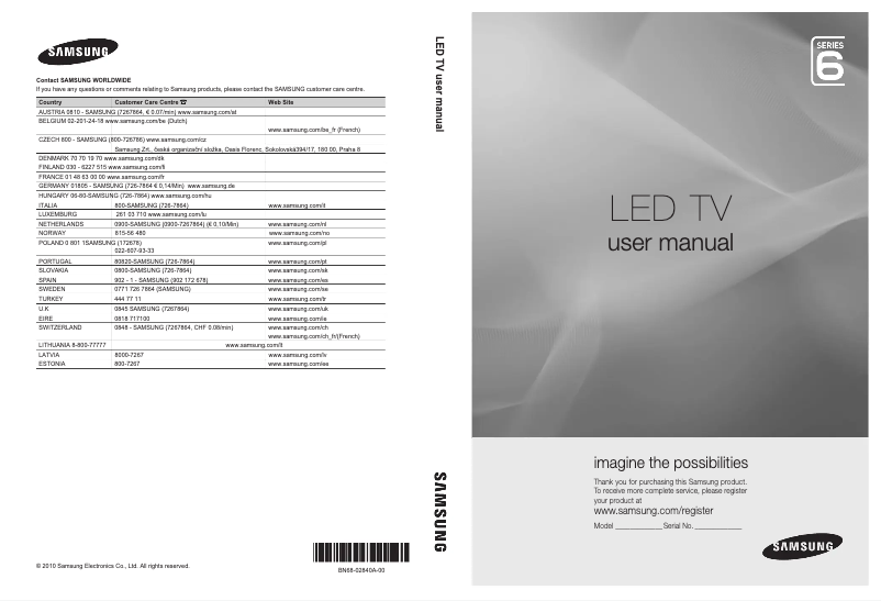 Image de la première page du manuel de l'appareil UE37C6620UW