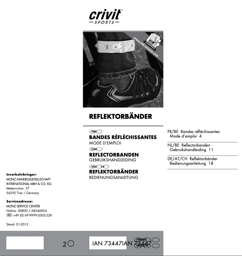 Page n°1 - Manuel utilisateur Crivit IAN 073447