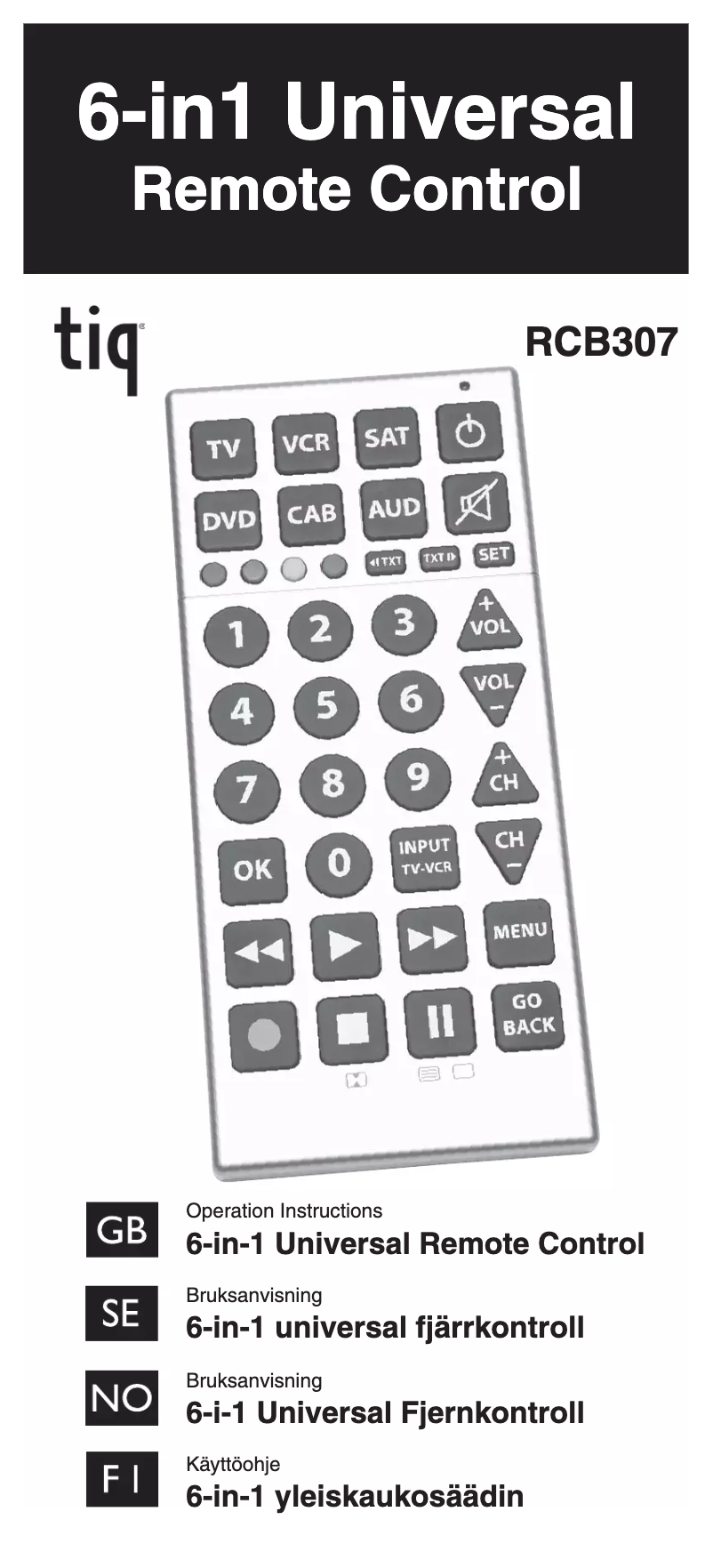 Image de la première page du manuel de l'appareil RCB307