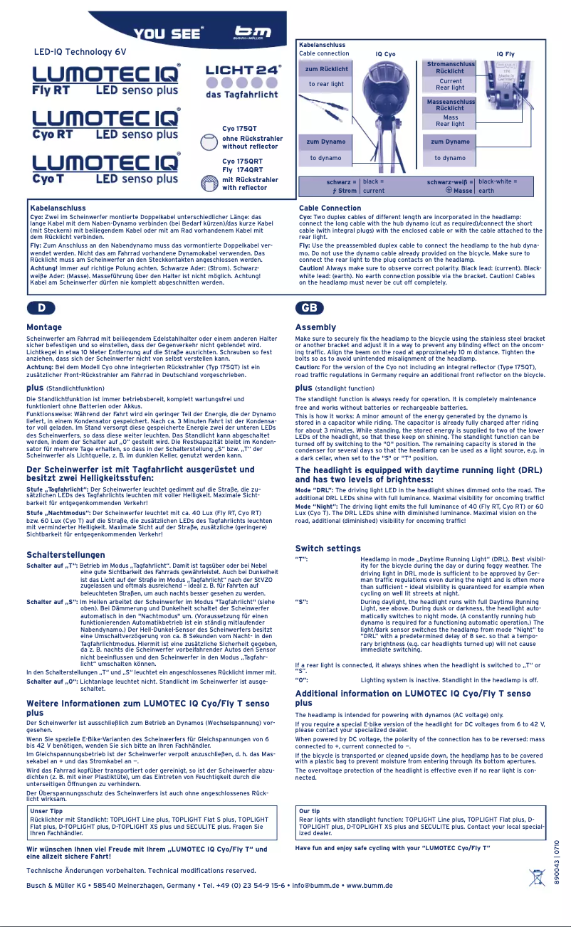 Page n°1 - Manuel utilisateur Busch + Müller Lumotec IQ Cyo T