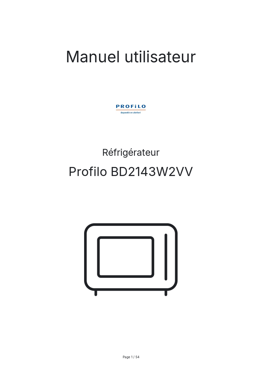 Page n°1 - Manuel utilisateur Profilo BD2143W2VV