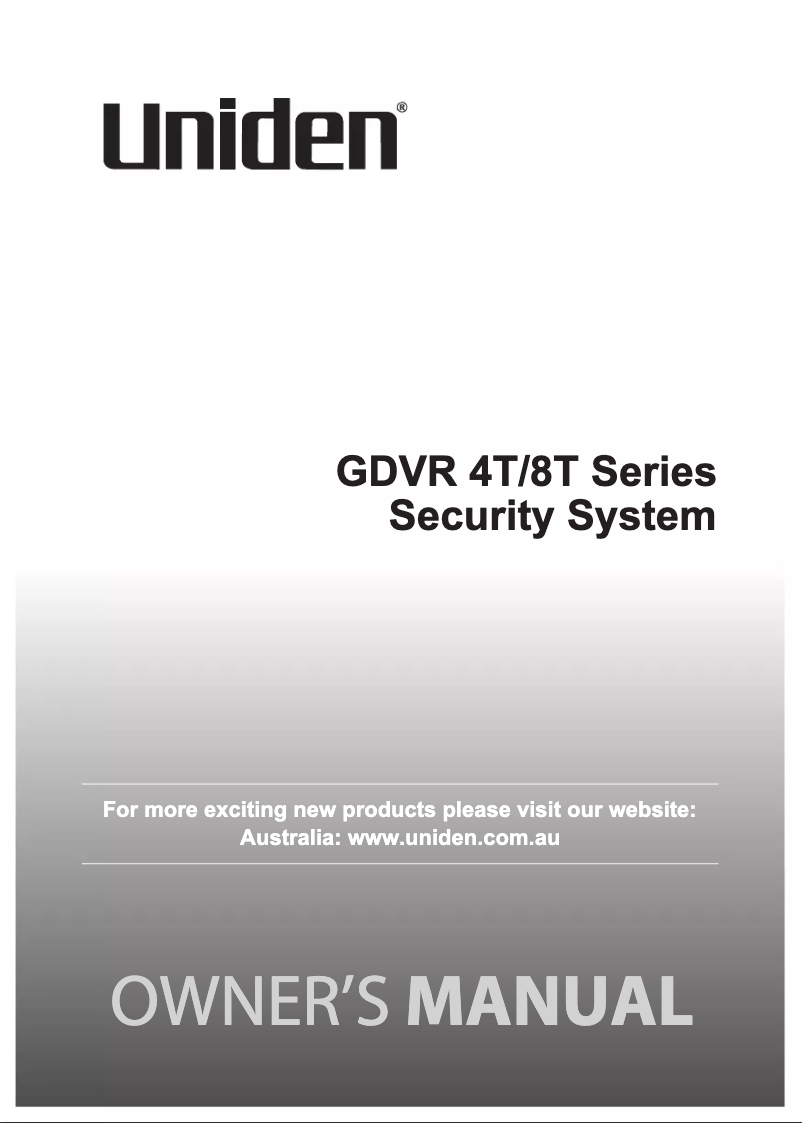 Page n°1 - Manuel utilisateur Uniden GDVR8T80