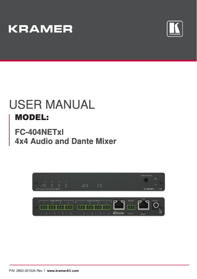 Page n°1 - Manuel utilisateur Kramer FC-404NETxl