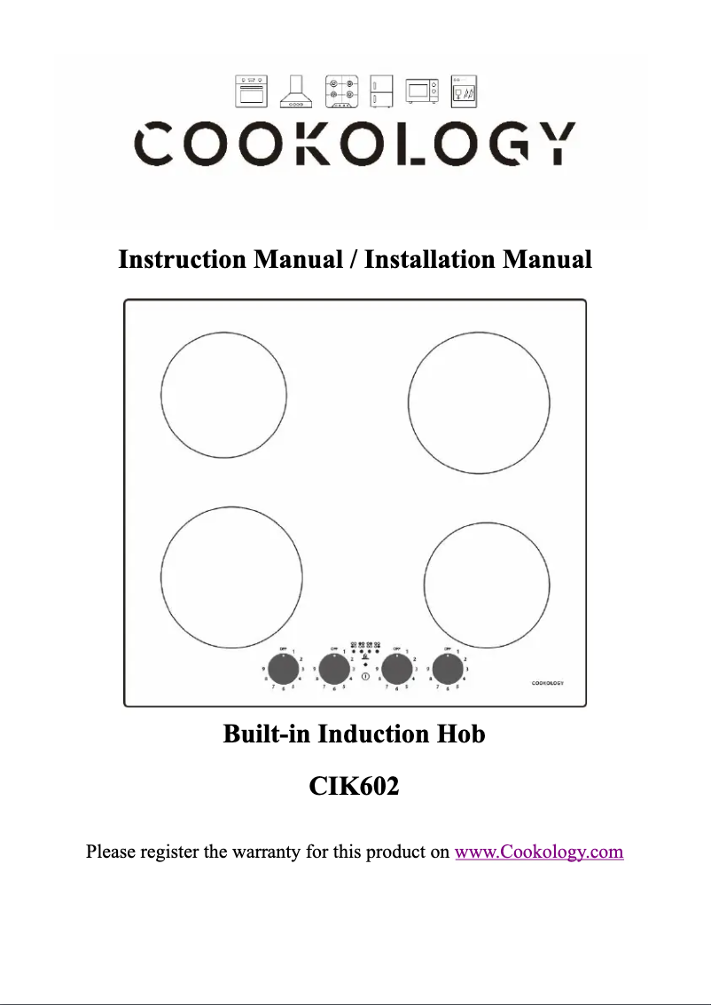 Page n°1 - Manuel utilisateur Cookology CIK602