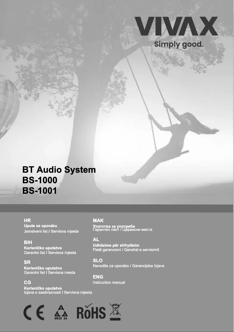 Imagen de la primera página del manual del dispositivo BS-1001