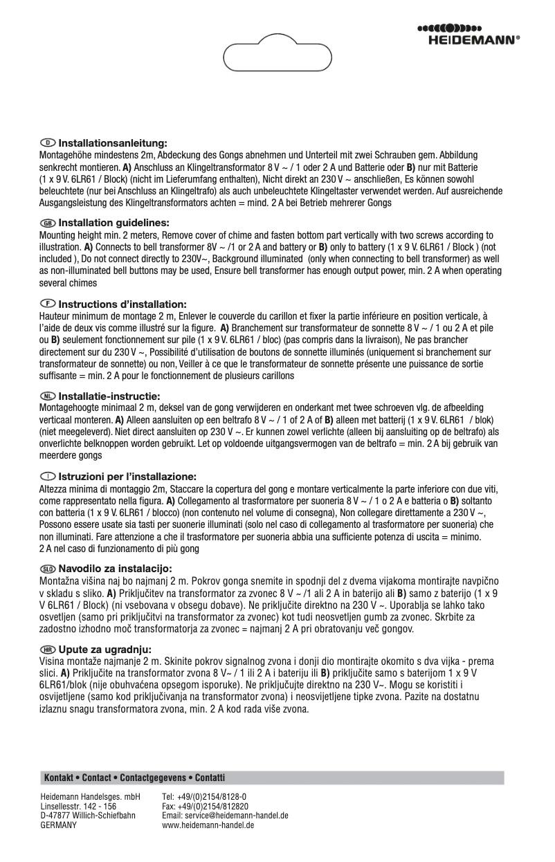 Page 1 de la notice Manuel utilisateur Heidemann 70250
