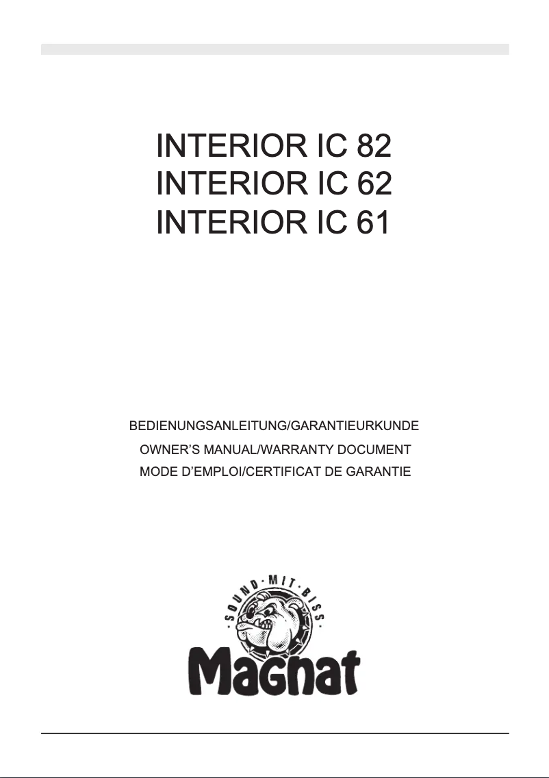 Page 1 de la notice Manuel utilisateur Magnat Interior IC 82
