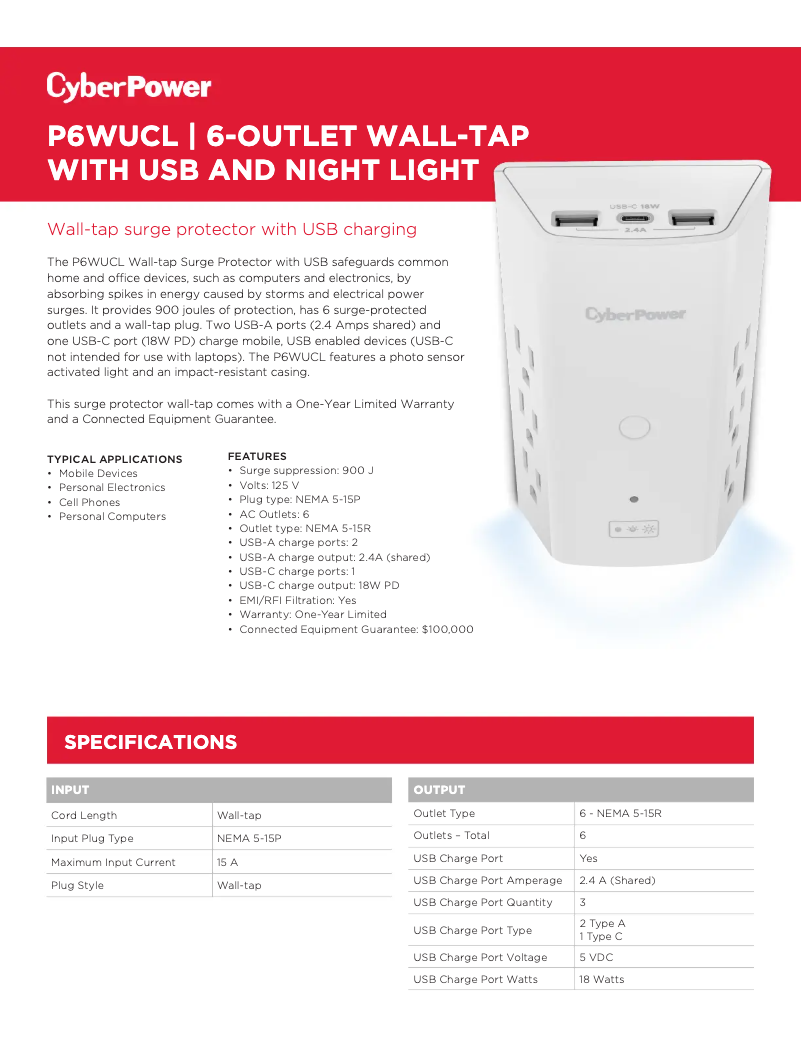 Page 1 de la notice Manuel utilisateur CyberPower P6WUCL