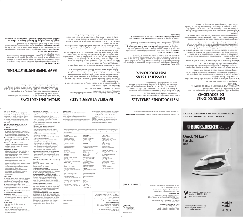 Image de la première page du manuel de l'appareil F905