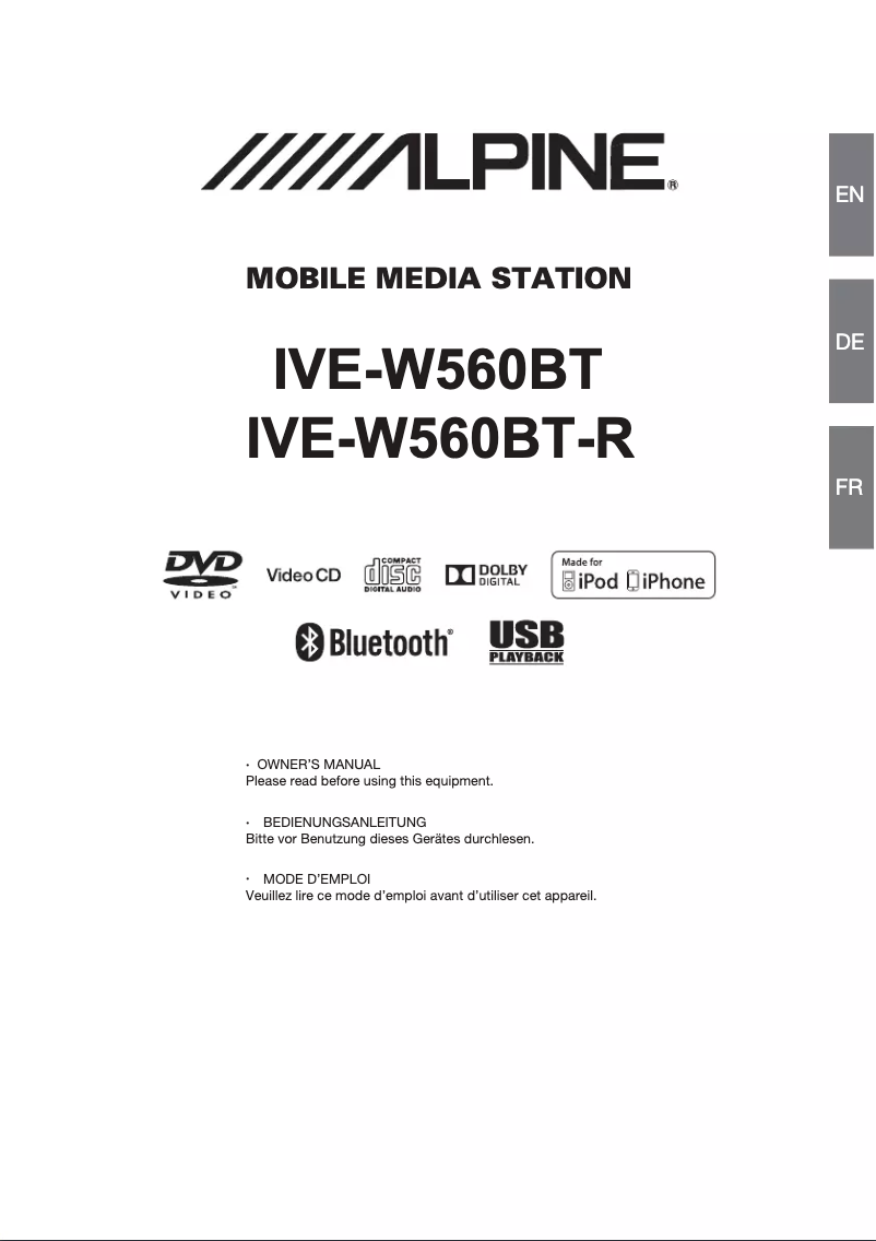 Page 1 de la notice Manuel utilisateur Alpine IVE-W560BT-R