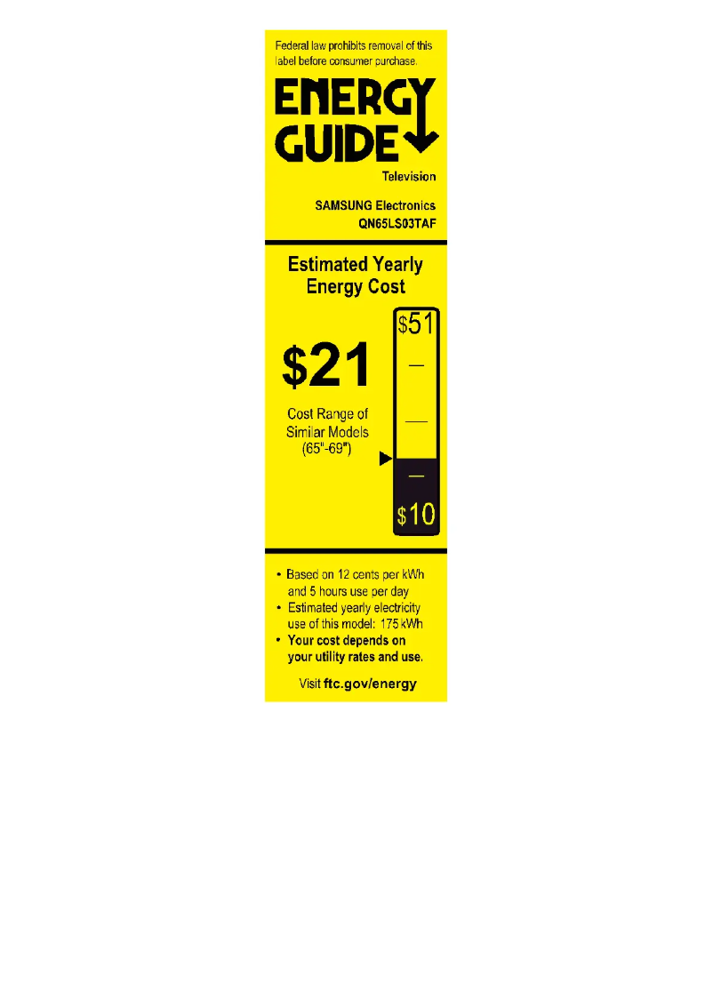 Page 1 de la notice Label énergétique Samsung QN65LS03TAFXZA