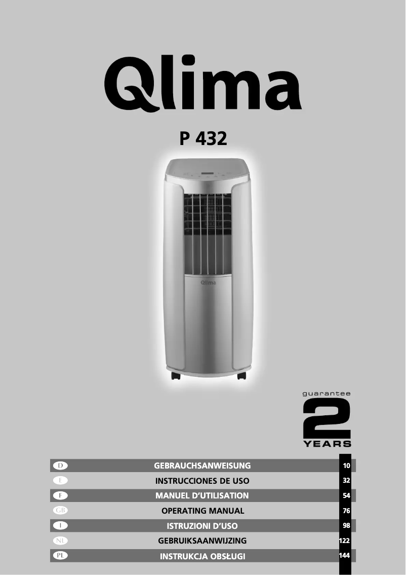 Page 1 de la notice Manuel utilisateur Qlima P432