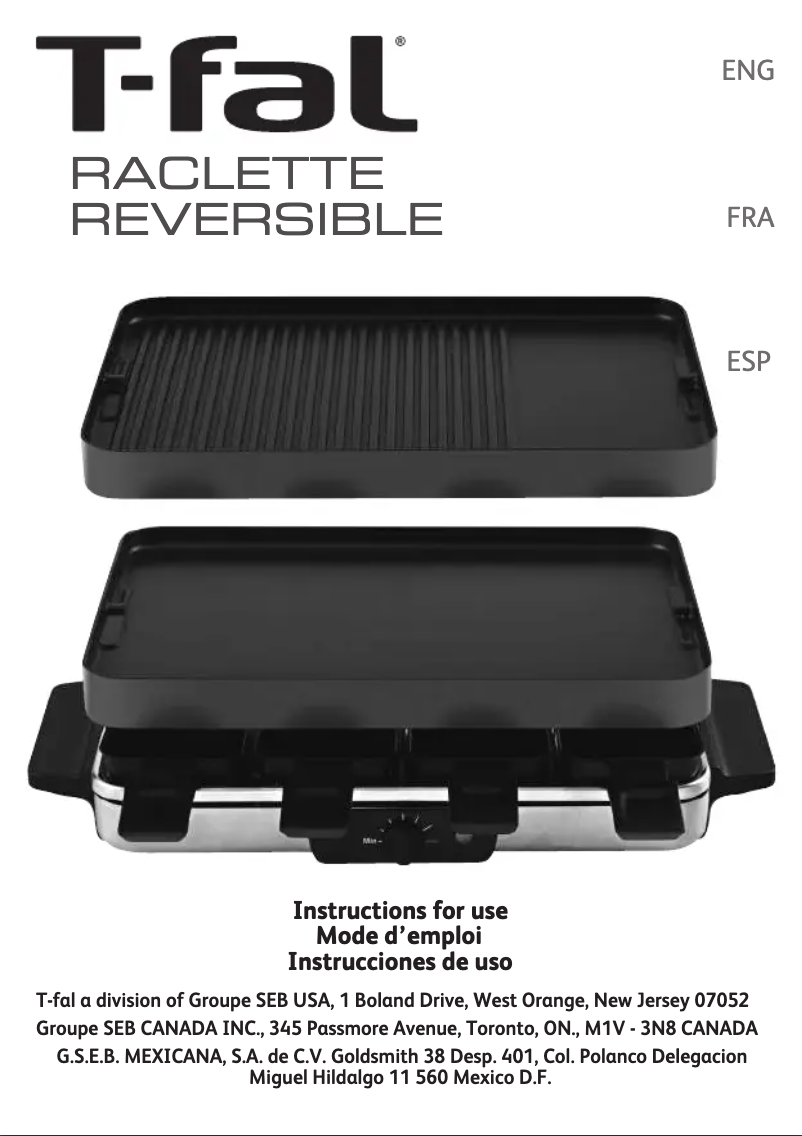 Image de la première page du manuel de l'appareil Gourmet Reversible RE8010