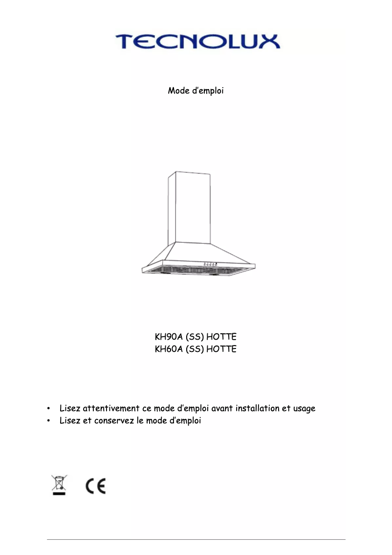 Page 1 de la notice Manuel utilisateur Tecnolux KH60A