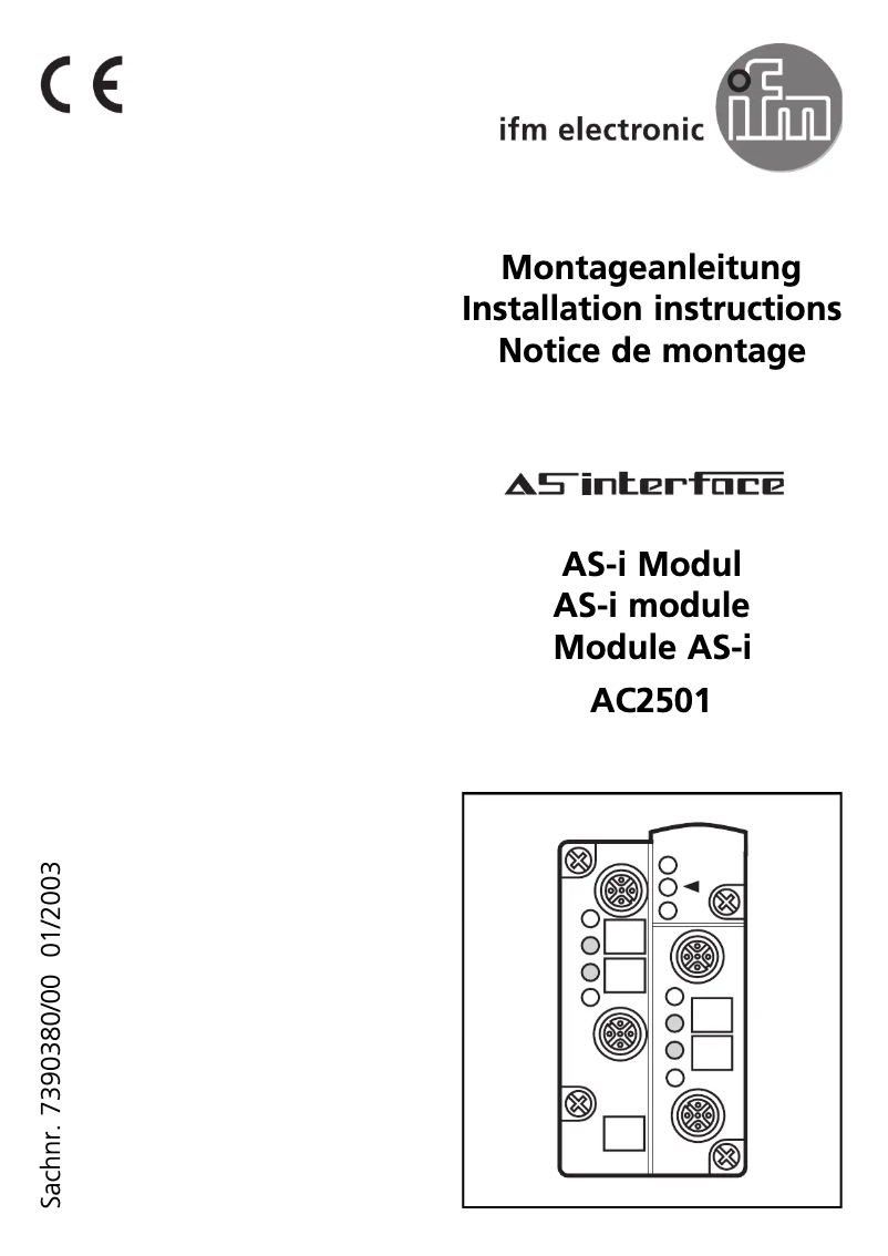 Page 1 de la notice Manuel utilisateur IFM AC2501