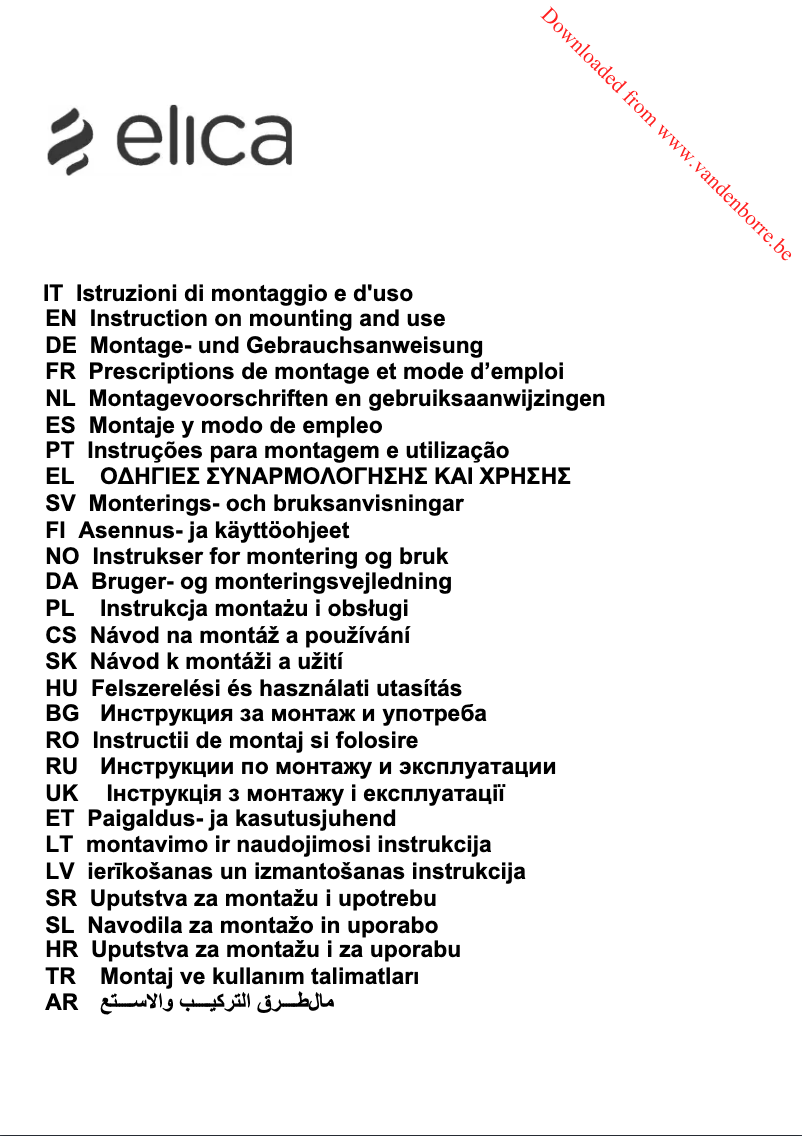 Page n°1 - Manuel utilisateur Elica Chrome 58