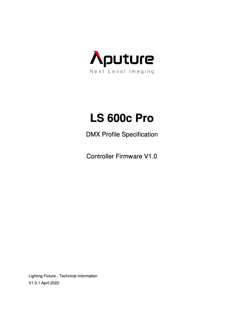 Page 1 de la notice Fiche technique Aputure LS 600c Pro II