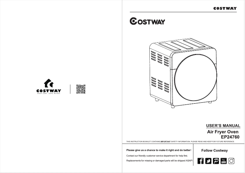 Page 1 de la notice Manuel utilisateur Costway EP24760
