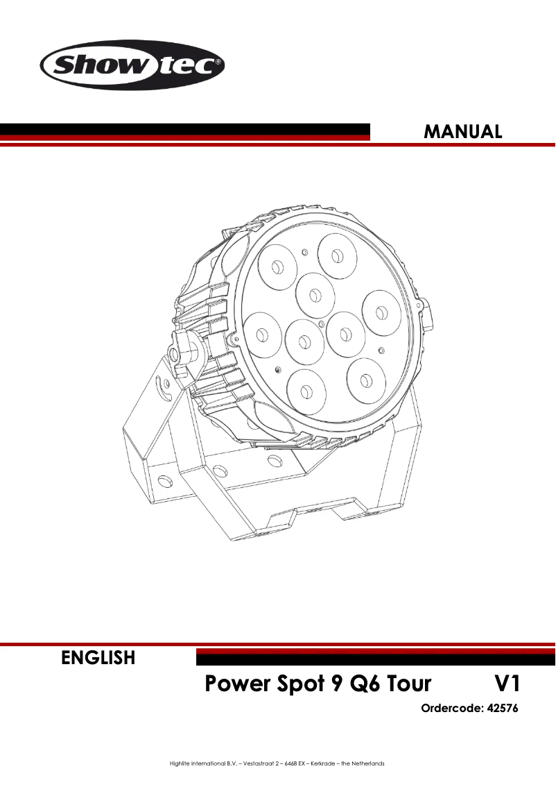 Page n°1 - Manuel utilisateur Showtec Power Spot 9 Q6 Tour