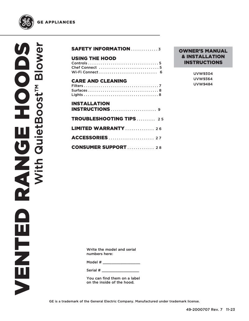 Image de la première page du manuel de l'appareil UVW9484SPSS