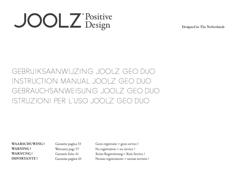 Page 1 de la notice Manuel utilisateur Joolz Geo Duo