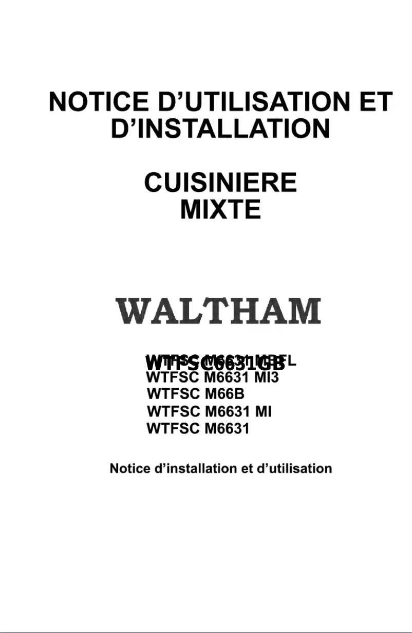 Page 1 de la notice Manuel utilisateur Waltham WTFSC 6631 GB