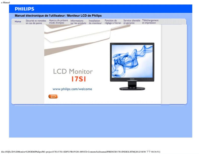 Image de la première page du manuel de l'appareil Brilliance 17S1SB