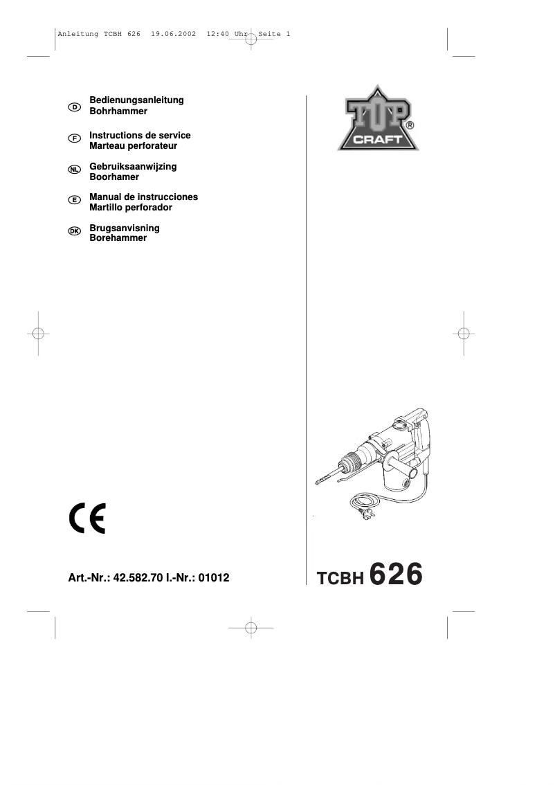 Page 1 de la notice Manuel utilisateur Topcraft TCBH 626