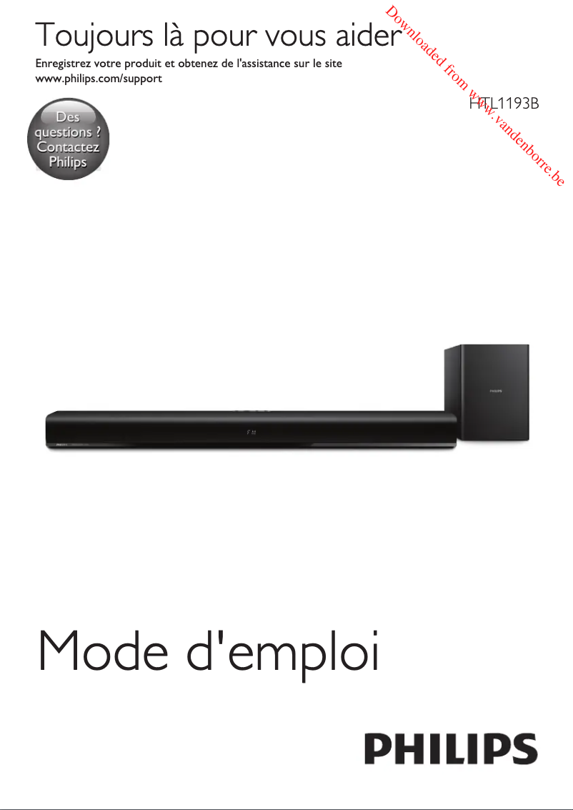 Page 1 de la notice Manuel utilisateur Philips HTL1193B