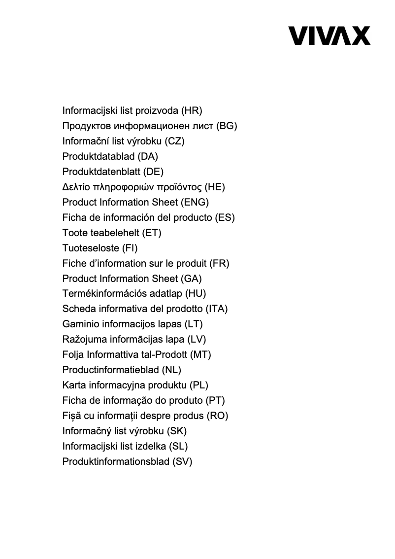 Page n°1 - Fiche technique Vivax WFL-100616CS