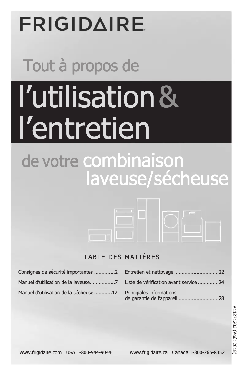 Page n°1 - Manuel utilisateur Frigidaire FFLE3900UW