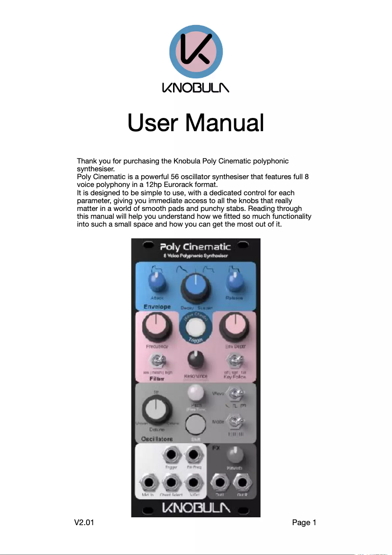 Page n°1 - Manuel utilisateur Knobula Poly Cinematic