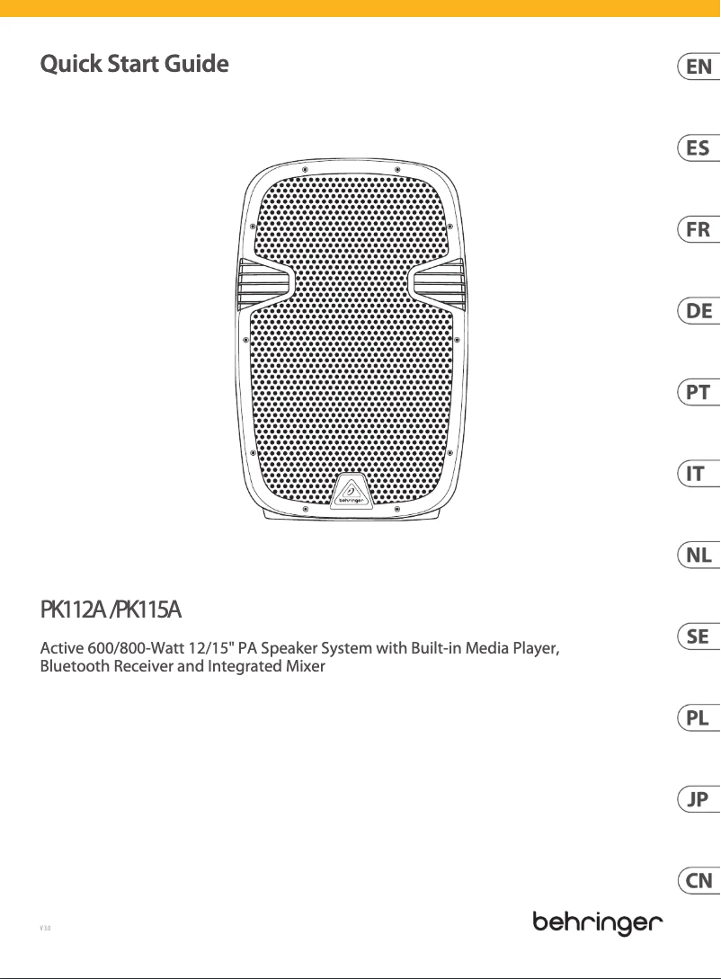 Página 1 del manual Guía de inicio rápido Behringer PK115A