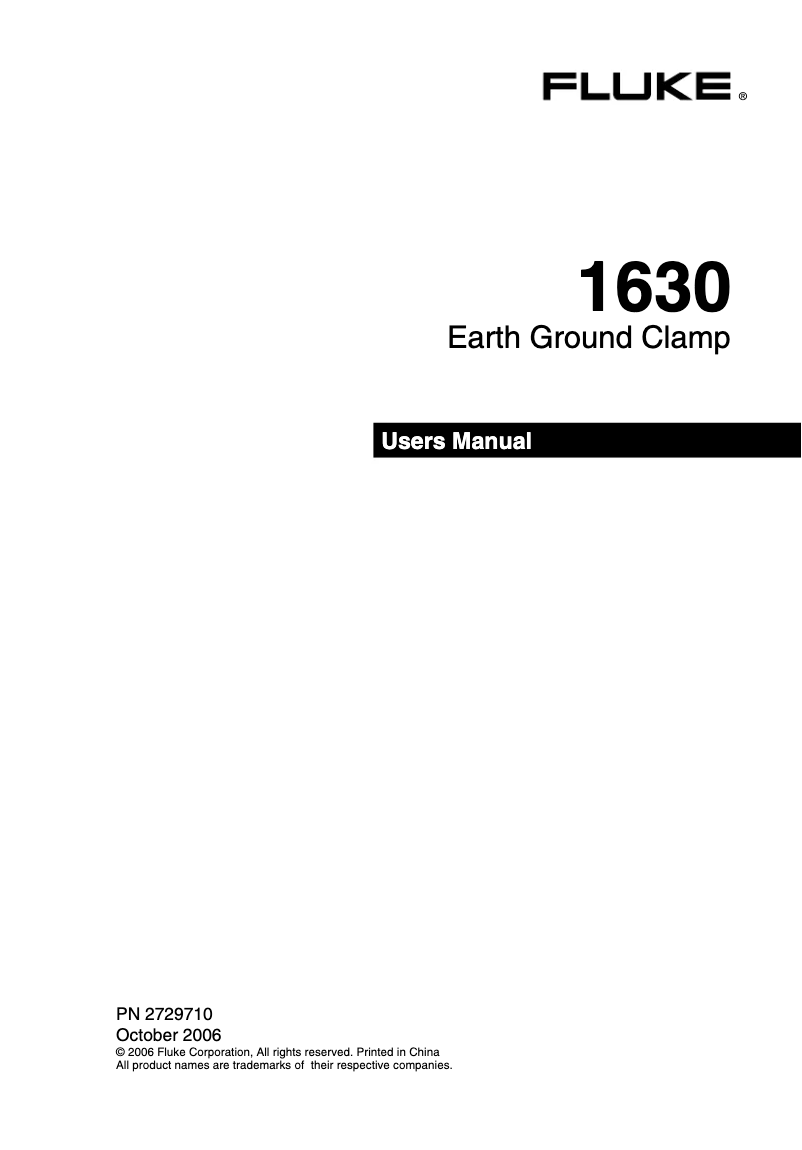 Page 1 de la notice Manuel utilisateur Fluke 1630