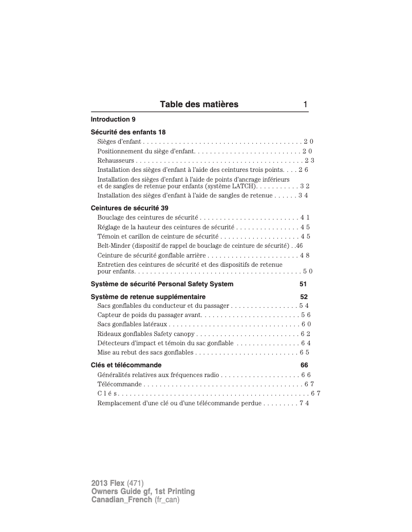 Page n°1 - Manuel utilisateur Ford Flex (2013)