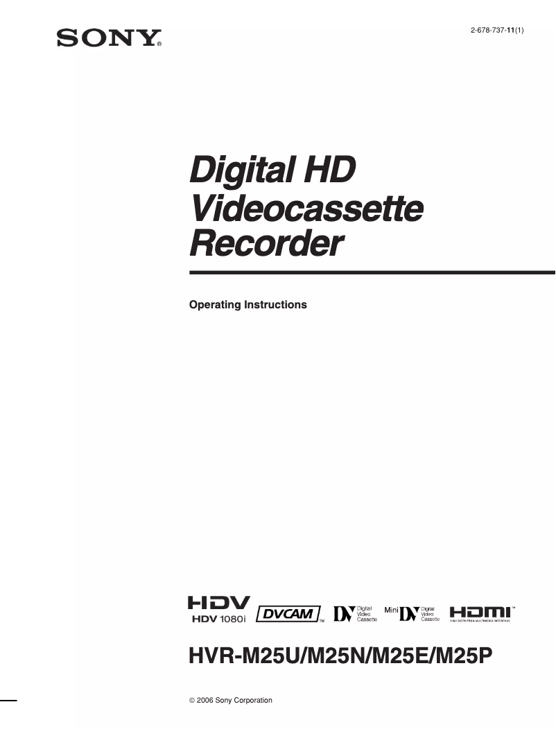 Page n°1 - Manuel utilisateur Sony HVR-M25P