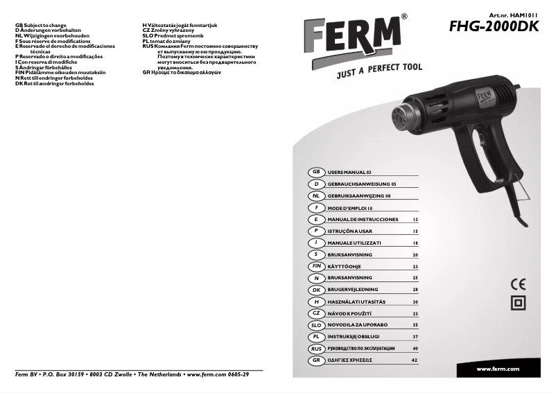 Page n°1 - Manuel utilisateur Ferm FHG-2000DK