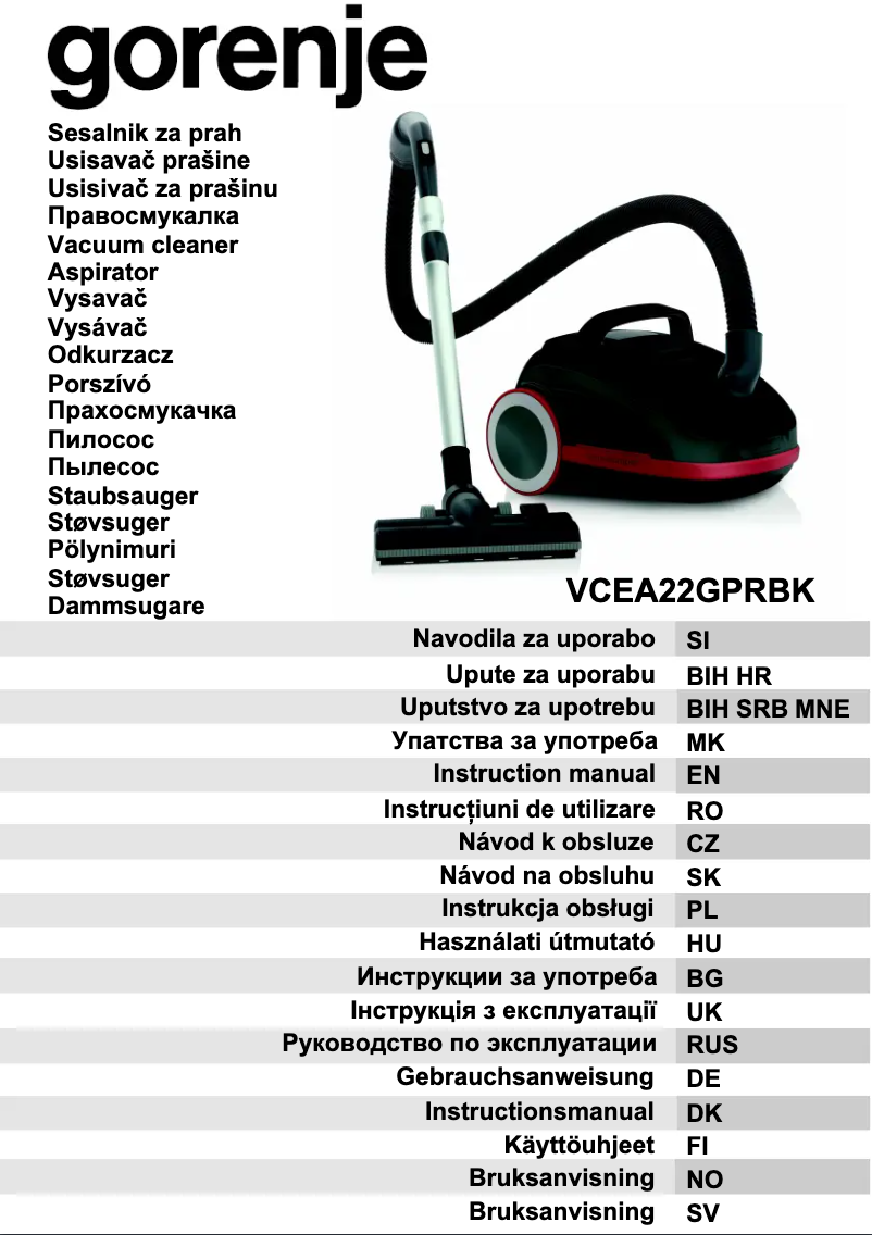 Página 1 del manual Manual de usuario Gorenje VCEA22GPRBK