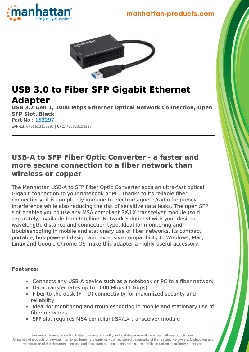 Page 1 de la notice Fiche technique Manhattan 152297