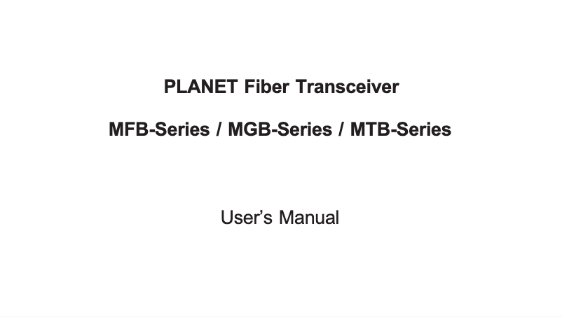 Page 1 de la notice Manuel utilisateur Planet MGB-GT
