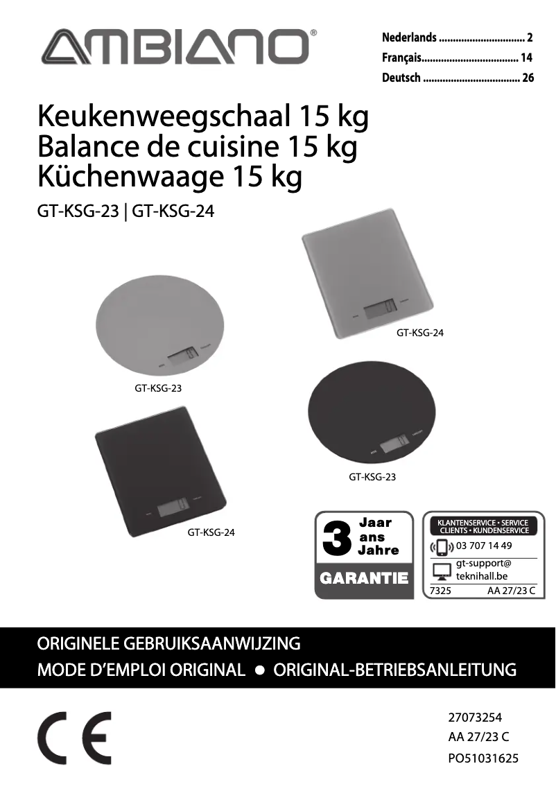 Page n°1 - Manuel utilisateur Ambiano GT-KSG-23