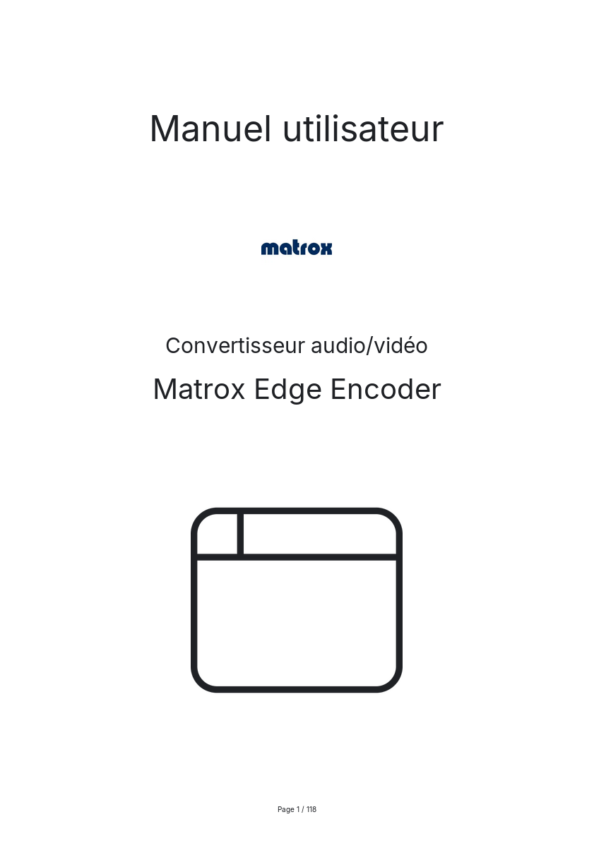 Page n°1 - Manuel utilisateur Matrox Edge Encoder