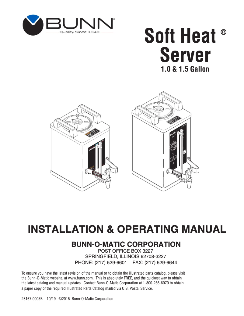 Page 1 de la notice Guide d'installation Bunn Soft Heat