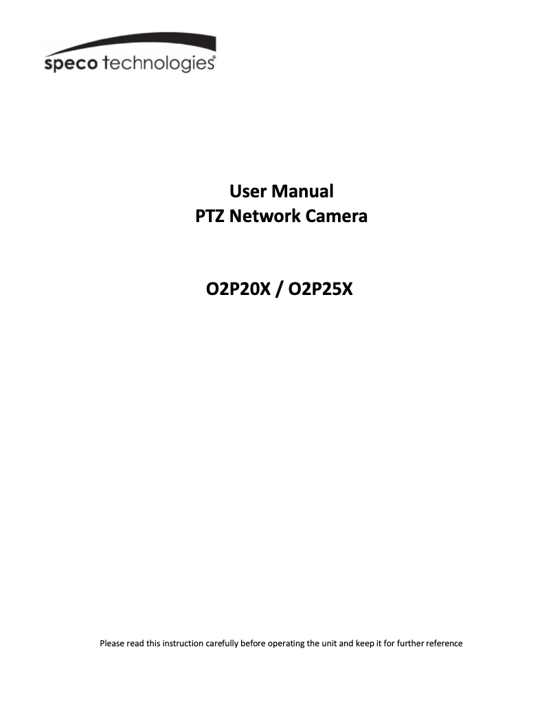 Page 1 de la notice Manuel utilisateur Speco Technologies O2P25X