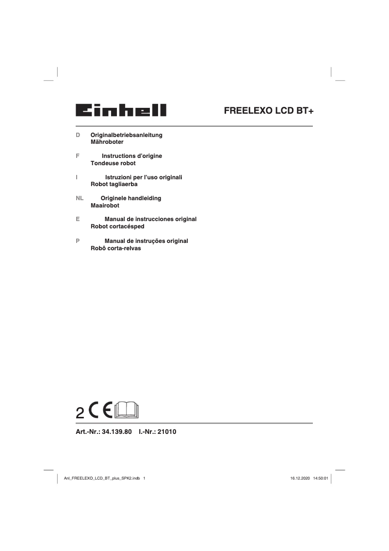 Page 1 de la notice Manuel utilisateur Einhell FREELEXO 750 LCD BT+