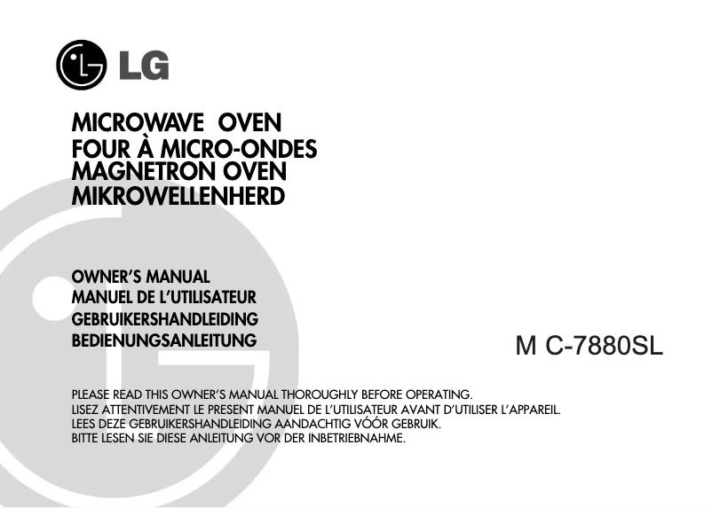 Page 1 de la notice Manuel utilisateur LG MC-7880SL