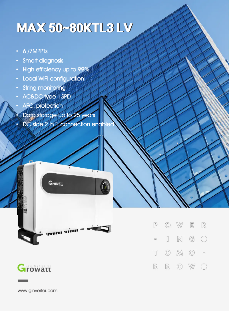 Page 1 de la notice Fiche technique Growatt MAX 70KTL3