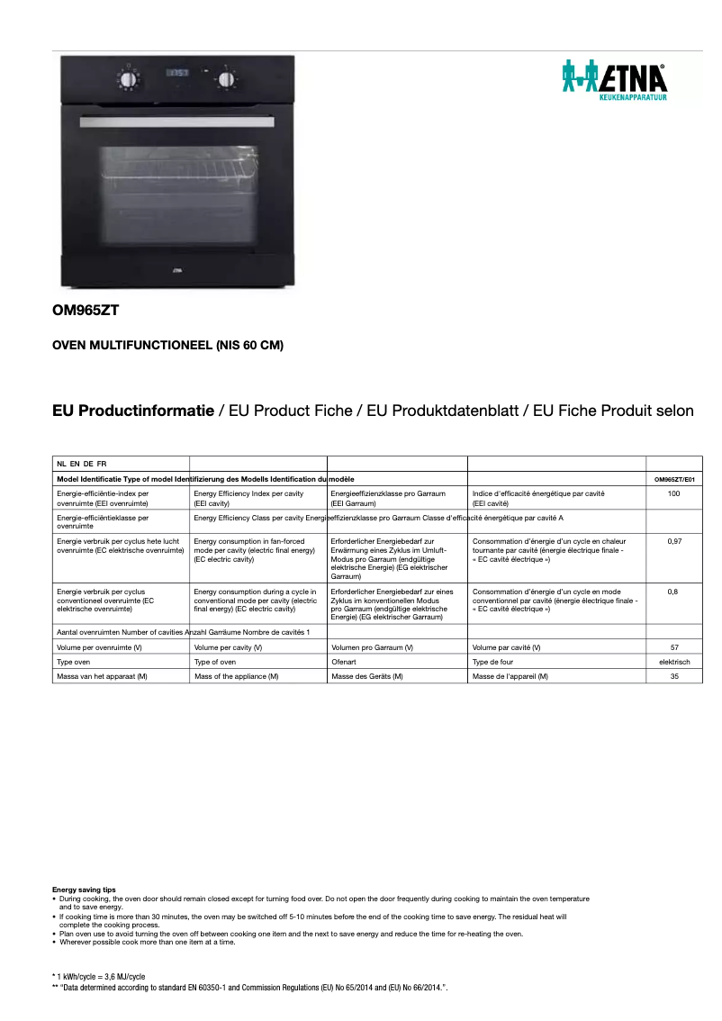 Image de la première page du manuel de l'appareil OM965ZT